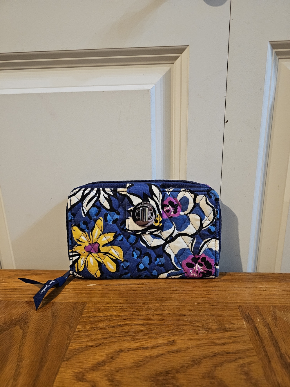 Vera Bradley Blue Floral Quilted Zip Wallet